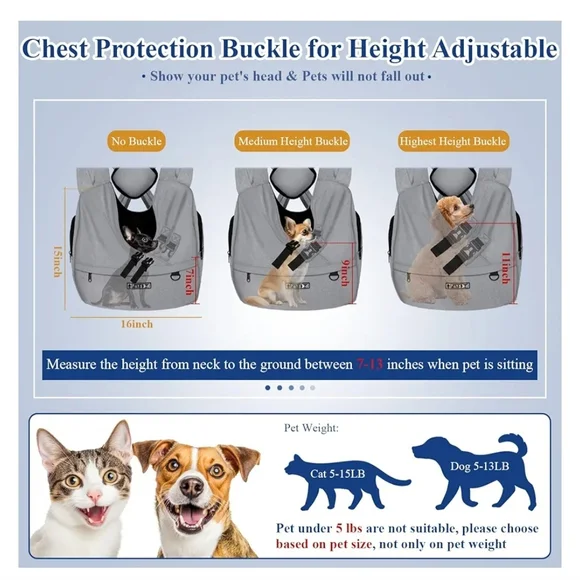 Pets Dog Carrier Sling in Gray by Abrand - Picture 2 of 7